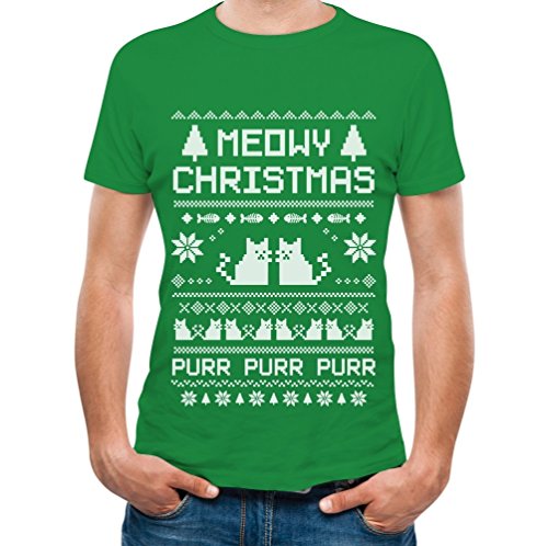 TeeStars - Meowy Christmas Ugly Sweater - Cute Xmas Party T-Shirt
