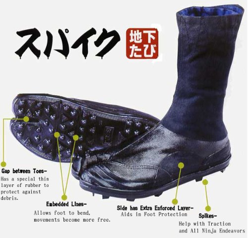 Spike Tabi Shoes, Jikatabi boots, Rikio Durable Tabi Ninja Boots (JP 26cm US Men Size 8 Women Size 9)