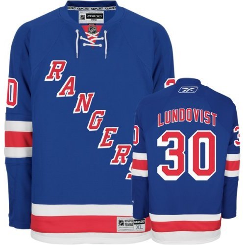 LUNDQVIST #30 New York Rangers RBK Premier NHL Hockey Jersey by Reebok (NHLPA Certified Custom Sewn Authentic Twill)