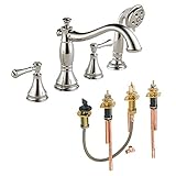 Delta KRTDCA-DH-T4797H697-PN Cassidy Roman Tub Filler Kit Deck-Mount with Metal Lever Handles, Polis