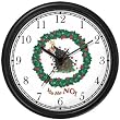 Orange Cat in Christmas Tree Falling in Christmas Wreath - JP Wall Clock by WatchBuddy Timepieces (Black Frame)