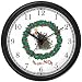 Orange Cat in Christmas Tree Falling in Christmas Wreath - JP Wall Clock by WatchBuddy Timepieces (Black Frame)