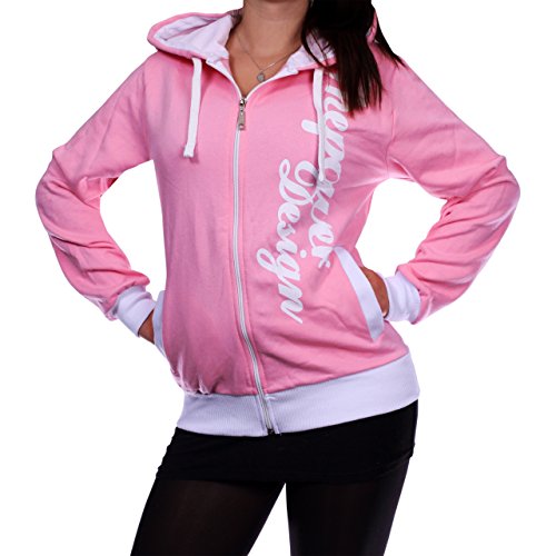 Damen Kapuzenjacke The-Power-Design 506 (L, Rose-Weiß)