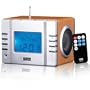 August MB300 Mini Wooden MP3 Stereo System and FM Clock Radio, with Card Reader, USB Port & AUX Jack (3.5mm Audio In), 2 x 3W Powerful Hi-Fi Speakers and Built-in Rechargeable Battery