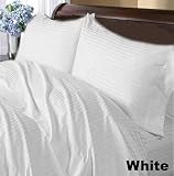 600TC 100% Egyptian Cotton White Stripe Cal King Fitted Sheet