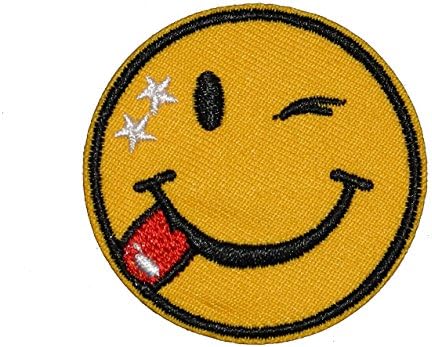 Funny Smiley Smile Happy Yellow Face DIY Applique Embroidered Sew Iron on Patch SM-010