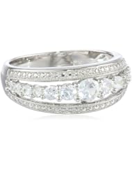 Sterling Silver Created White Sapphire Round Shaped Ring