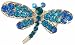 Hair Clip - H9 - Crystal Dragonfly - Med Size (1-5/8"x 1") - Alligator Clip Style ~ Aqua and Blue Zircon on Goldtone Metal