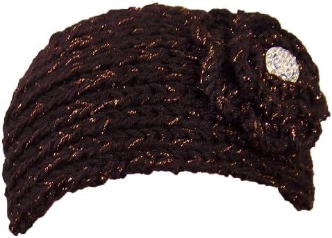 Sparkly Knit Winter Headband w/Jeweled Button (One Size)