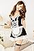 ACEFAST INC Women's Black White French Apron Maid Servant Lolita Costume Lingerie Dress Uniform Black, One Size
