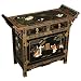 EXP Handmade 31" Black Lacquer Wood Cabinet Buffet With Jade & Mother of Pearl - Pagoda Shape