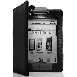 EasyAcc Black High Quality Leather Protective Cover Case with Built in LED Light for New Kindle 4 Wi-Fi/3G 6" E Ink Display Reader (Black, PU leather)