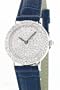 14K Solid Gold Womens' Iced Out (!) Watch with Pave Set Diamonds (1 Carat!) Blue Leather Band
