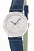 14K Solid Gold Womens' Iced Out (!) Watch with Pave Set Diamonds (1 Carat!) Blue Leather Band