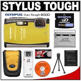 Olympus Stylus TOUGH-6000 Shockproof & Waterproof Digital Camera + 2GB xD Card + Spare Li-50B Battery + Case + Cameta Bonus Accessory Kit