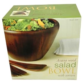 Acacia Wood Salad Bowl with Servers by 