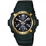 Casio G-Shock Men's Quartz Watch with Black Dial Analogue - Digital Display and Green Resin Strap AWG-M100A-3AER
