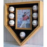 Fancy Baseball & Photo Display Case Shadow box, Holds 8" X 10" photo, UV Protection Door, Lock, OAK Finish (B07-OA)