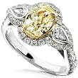 2-3/5ct TW Certified Fancy Yellow Oval-Cut Diamond Enagement Ring in 18kt Gold - Size 6.5