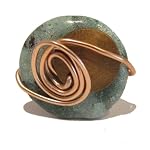 Variscite Ring 01 Wire Wrapped Wood Brown Green Copper Stone Crystal Healing Size 4.5