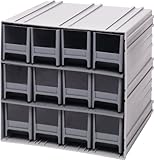 Storage Cabinet Interlocking Gray 11 x 11 x 11 with 12 IDR202 IVORY Drawers Quantum