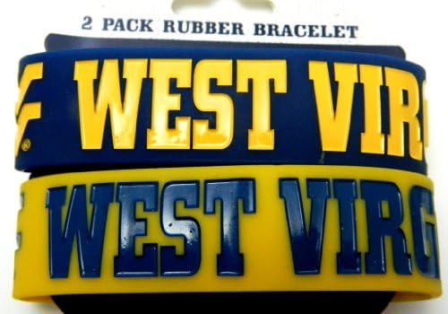 West Virginia Mountianeers Ncaa Football Silicone Rubber Wrist Bands Bracelets Set of 2