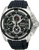 Seiko Velatura Chronograph Black Rubber Strap Mens Watch SNAA93