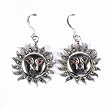Marcasite Lion with Garnet CZ Earrings, Size: 35mm