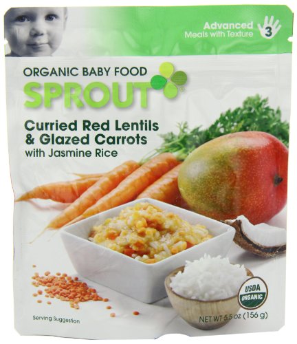 Sprout Organic Baby Food Curried Red Lentils and Glazed Carrots with Jasmine Rice, 5.5-Ounce (Pack of 12)