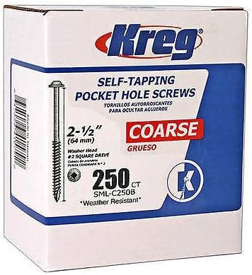 Kreg SML-C250B-250 250 Count #8 x 2-1/2in Blue-Kote Coarse Thread Screws