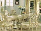 Double Pedestal Dining Table Antique Buttermilk Finish