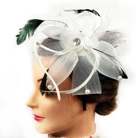 Fascinator - White Flower Feather Headband