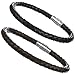 Areke Stainless Steel Braided Leather Bracelet For Mens Womens,Rope Bangle Magnetic Clasp,7.5-8.5 Inch Style 2 Pcs-8.5 IN