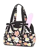 Belvah Quilted Floral 2pc. Diaper Tote Bag (Black/Pink)