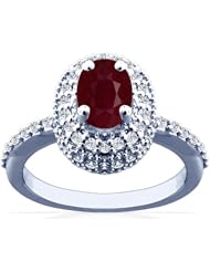 Platinum Cushion Cut Ruby Ring With Sidestones