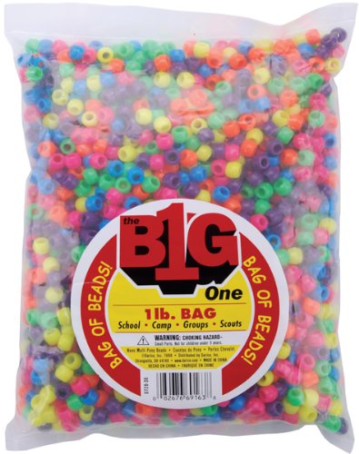 Pony Beads 9mm 1 Lb: Neon Multi