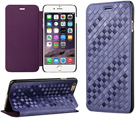 Apple iPhone 6 Plus Case, E-TRENDS(tm) Genuine Leather Braided Flip Case for iPhone 6 Plus (5.5") (Russian violet)