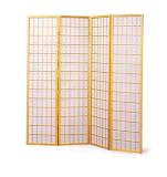 Natural Finish wooden Frame 4-Panel Room Divider