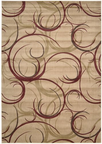 Nourison Zanibar Large Scroll Beige 7.9-Feet by 10.10-Feet Polyacrylic Area Rug