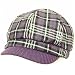 Wool Square Plaid Ribbed Knit Newsboy Cap Hat Purple