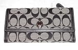 Coach Black White Signature Slim Trifold Envelope Wallet 42985
