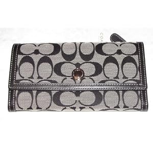 Coach Black White Signature Slim Trifold Envelope Wallet 42985