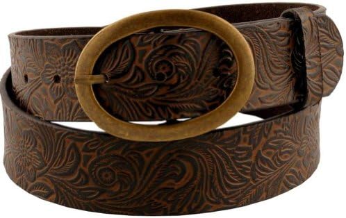 Womens Beautiful Western Style Oval Buckle Belt Brown Large