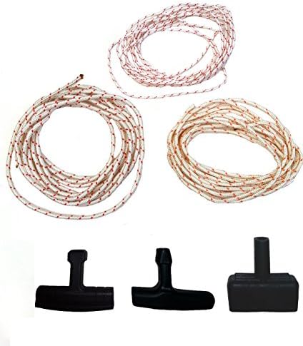 Yaciw 3.0mm 4.5mm and 5 mm Diameter Stihl or Husqvarna Recoil Starter Rope (10 Meters) and Starter Handle Pull Cord 6 Piece Bundle