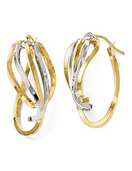14k White and yellow gold Leslies Two tone Polished Fancy Oval Hinged Hoop Earrings