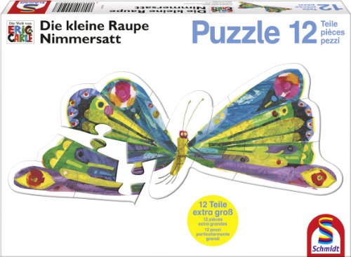 Schmidt Spiele 55504 - Die kleine Raupe Nimmersattt, Konturenpuzzle, Schmetterling, 12 Tei Preisvergleich
