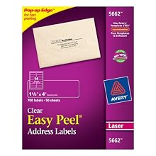 Avery Easy Peel 1-1/3 x 4 Inch Clear Address Labels 700 Count (5662)