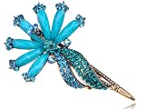Antique Inspired Light Rose Crystal Rhinestone Cute Peacock Feather Hair Clip