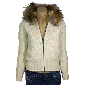 Napapijri Strickjacke / Hoodie Modell Sery mit echtem Waschbär-Fellkragen