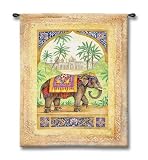 Fine Art Tapestry Old World Elephant I Rectangle 0.38 x 0.53 Area Rug
